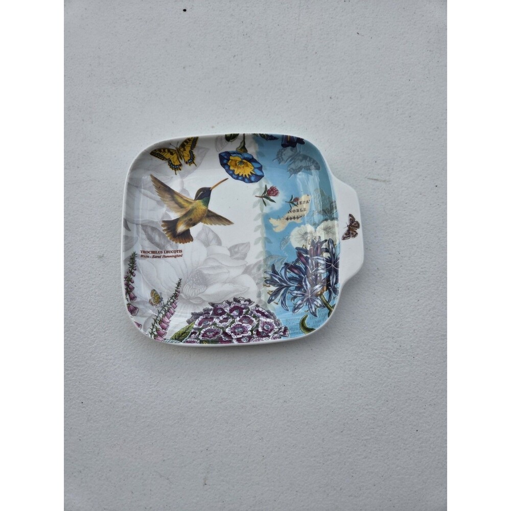 Portmeirion Botanic Hummingbird Square Canape Dish Plate 7.25"